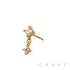 316L SURGICAL STEEL THREADLESS PUSH IN CLOVER CZ DANGLE TOP PART